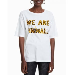 Desigual póló fehér pamut afrikai állat mintás Ts Nala(M,XL)